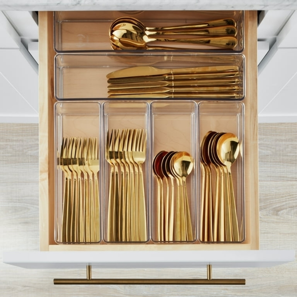 New - The Home Edit 6 Piece Kitchen Drawer Edit, Clear Plastic Storage S…